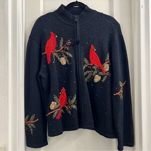 Heirloom Collectibles 2004 Christmas Collection Sweater Full‎ Zip Cardinal, XL